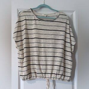 Max Studio Cream & Black Striped Knit Tee